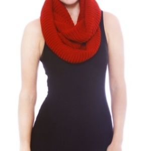 RED Infinity Scarf Cable Knit Chunky Knit